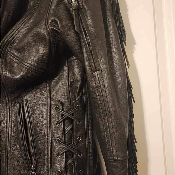 NWOT Harley Davidson Leather Jacket Women's XL Black Lined Fringe - Picture 4 of 9